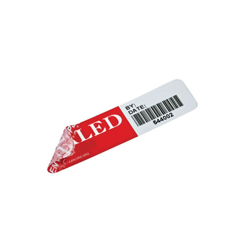 Conex 100x25mm 'OPEN/VOID" Tamper evident labels barcoded 1000/roll