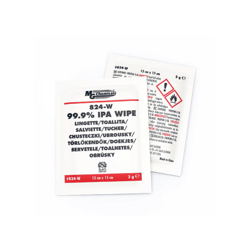 MG Chemicals Wet Isopropanol Wipes, Pack of 25